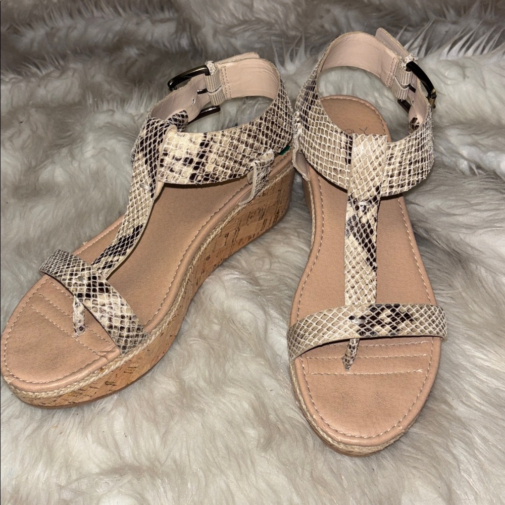 Simply Pelle Kane Snakeskin Python Bronze Wedge S… - image 1